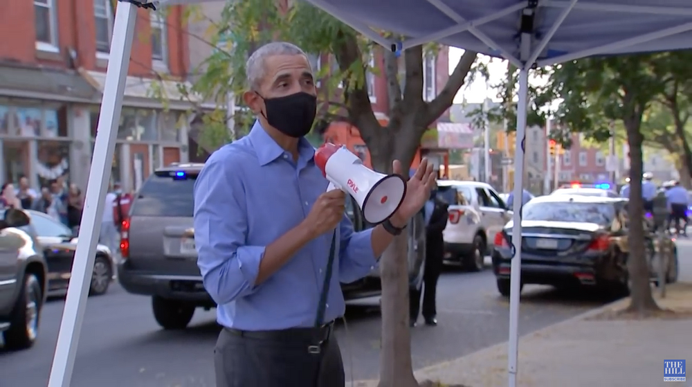 Former President Obama campaigns for Joe Biden on streets of Philadelphia. Video.