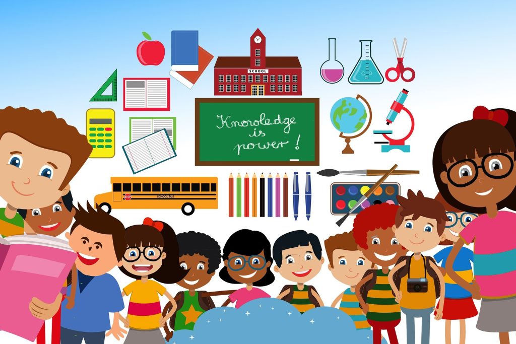 Mixed race school children.