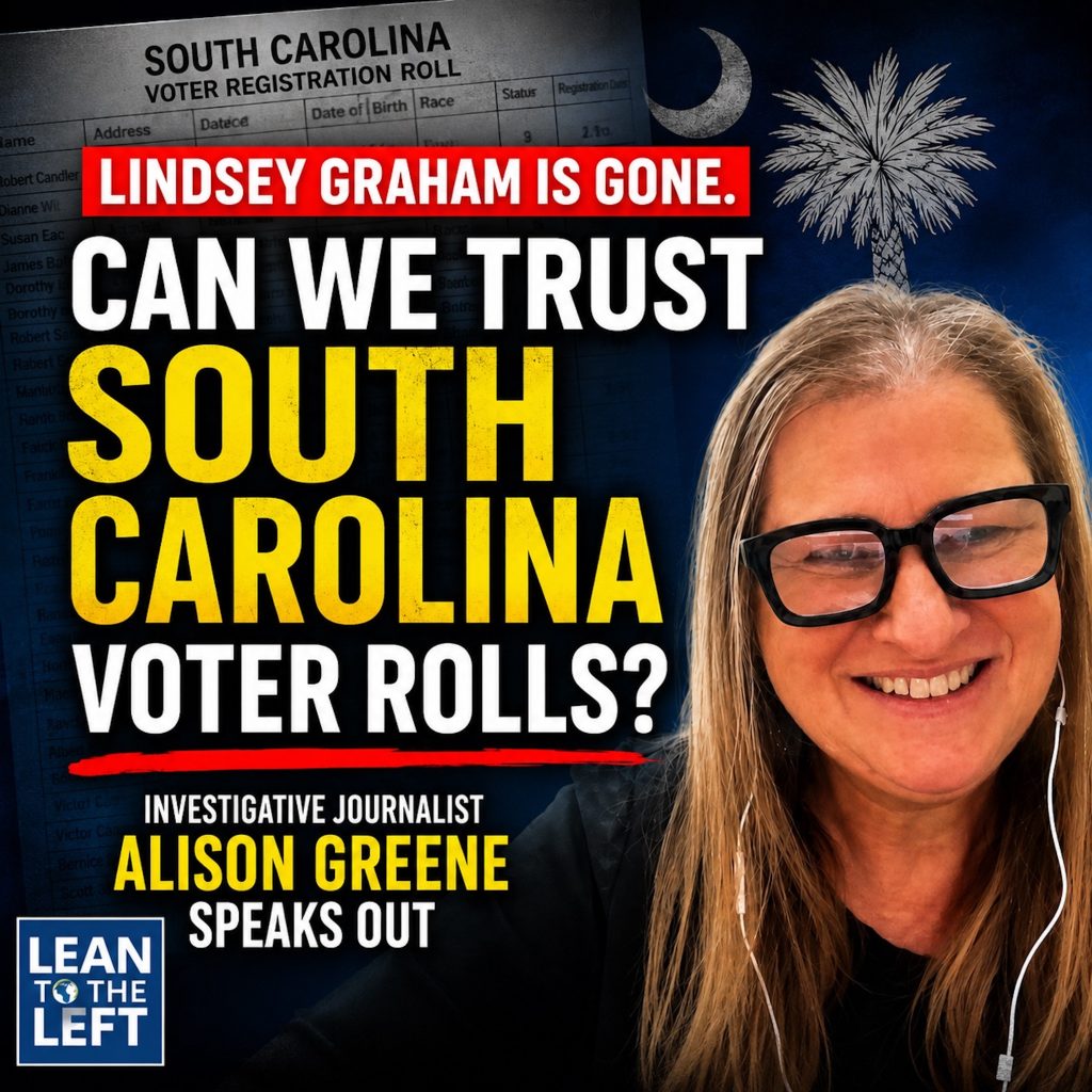 Investigative journalist Alison Greene with the headline “Can South Carolina Trust Its Voter Rolls?” and South Carolina election imagery.